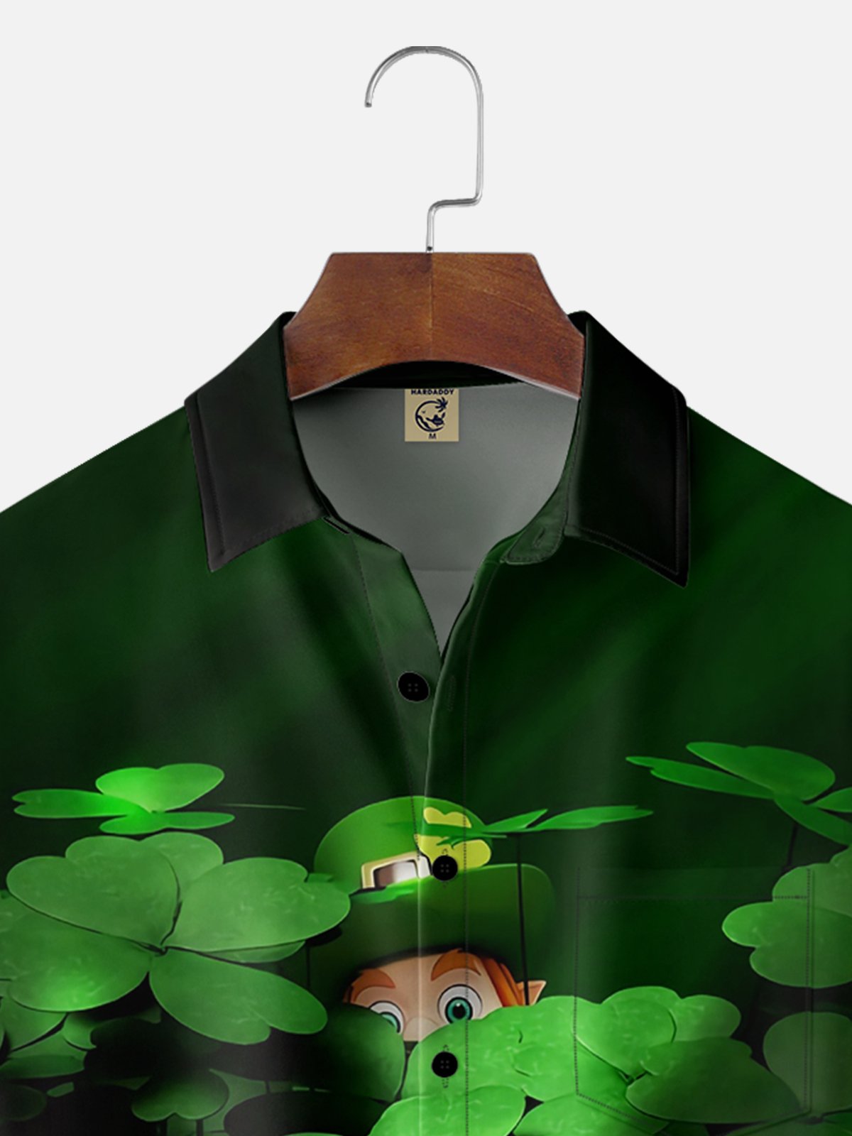 Moisture-wicking St Patricks Day Shamrock Chest Pocket Casual Shirt