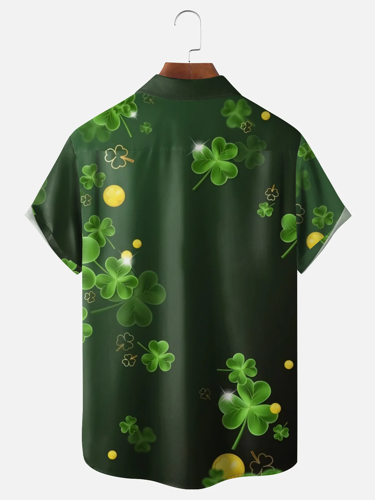 Moisture-wicking St Patricks Day Shamrock Ireland Chest Pocket Bowling Shirt