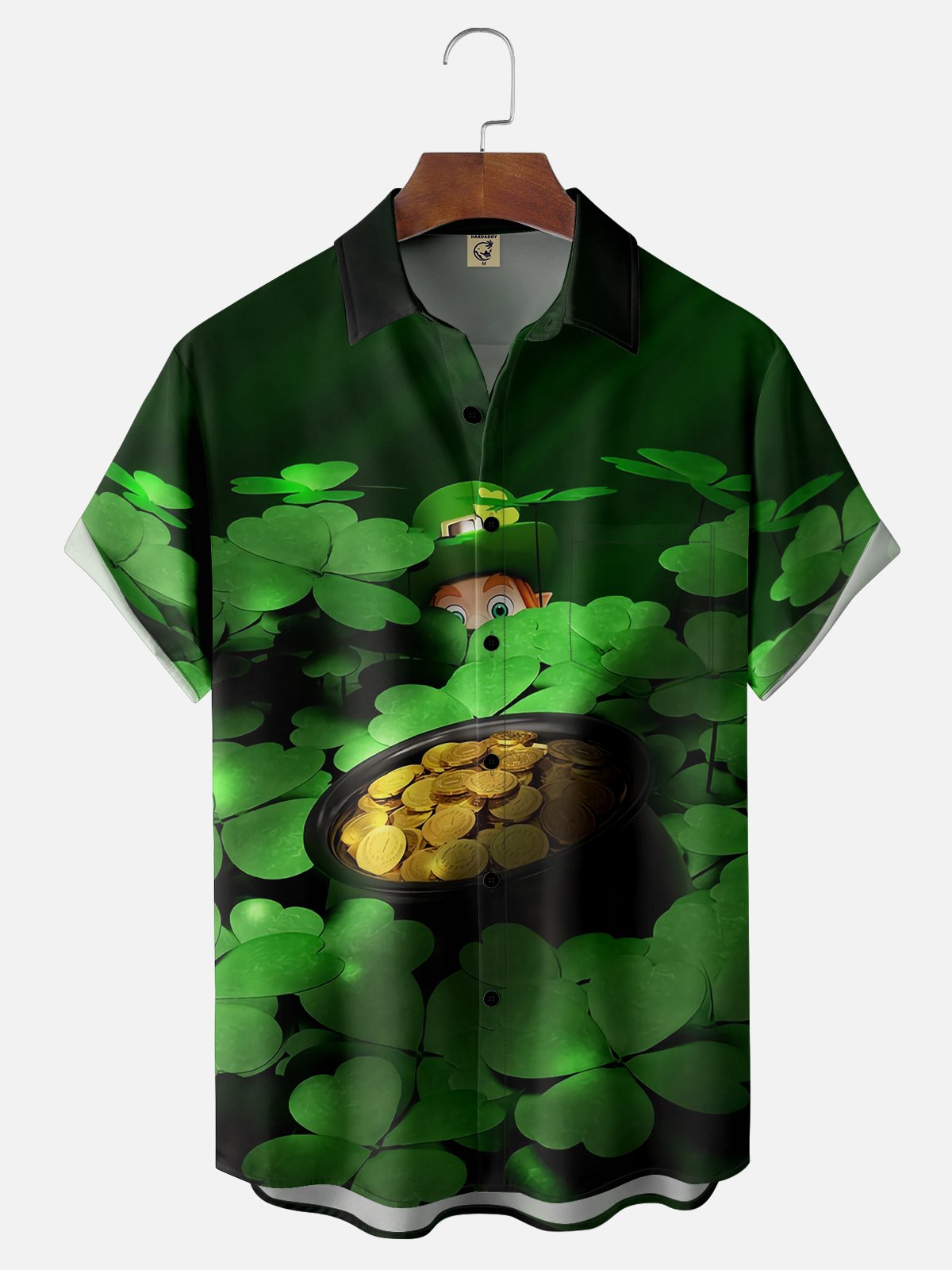 Moisture-wicking St Patricks Day Shamrock Chest Pocket Casual Shirt