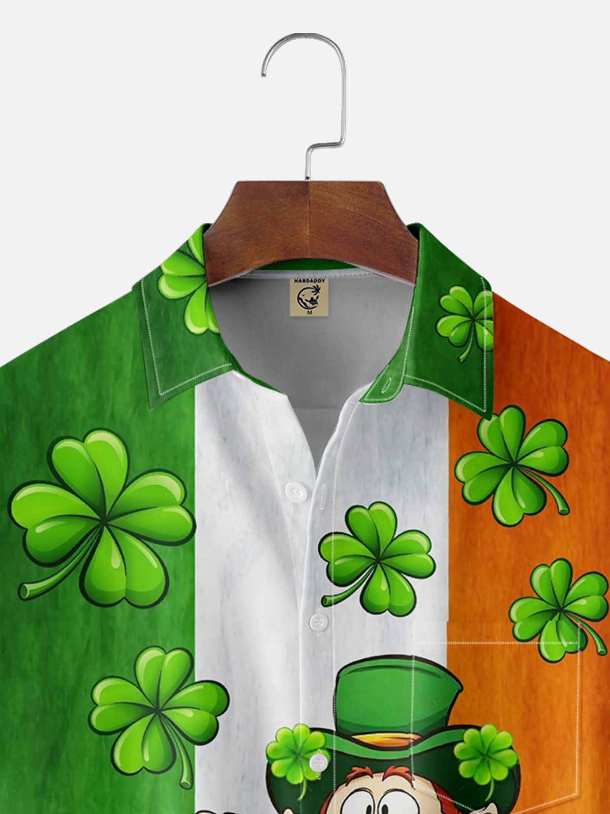 Moisture-wicking Saint Patrick‘s Day Shamrock Ireland Chest Pocket Casual Shirt