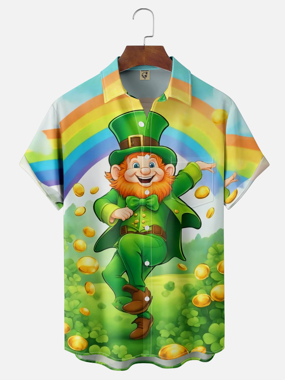 Moisture-wicking St Patricks Day Shamrock Chest Pocket Casual Shirt