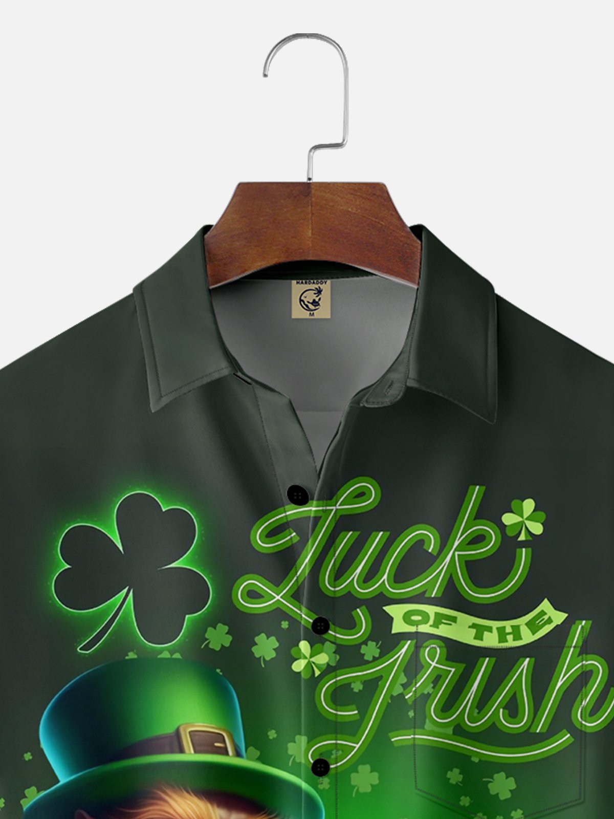 Moisture-wicking St Patricks Day Luck Irish Beer Alien Clover Chest Pocket Casual Shirt