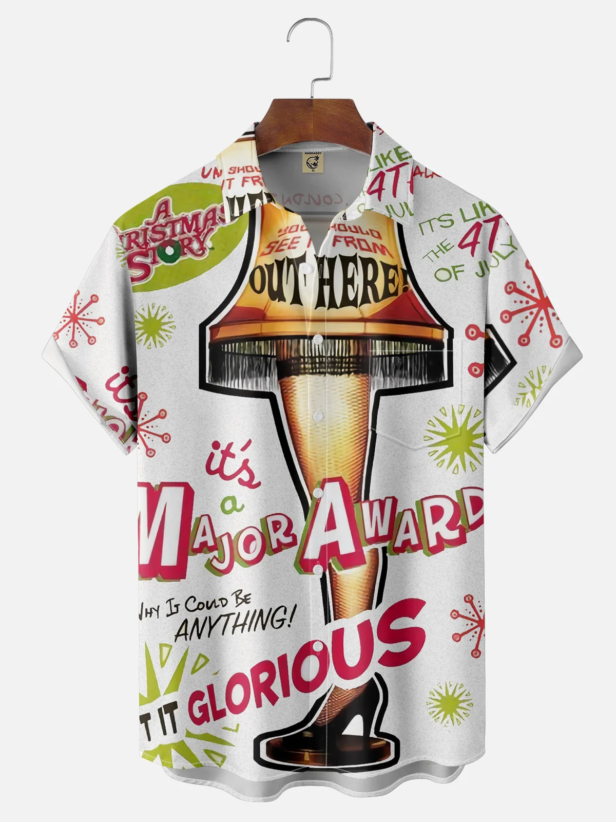 Moisture-wicking Christmas Major Award Leg Lamp Chest Pocket Casual Shirt