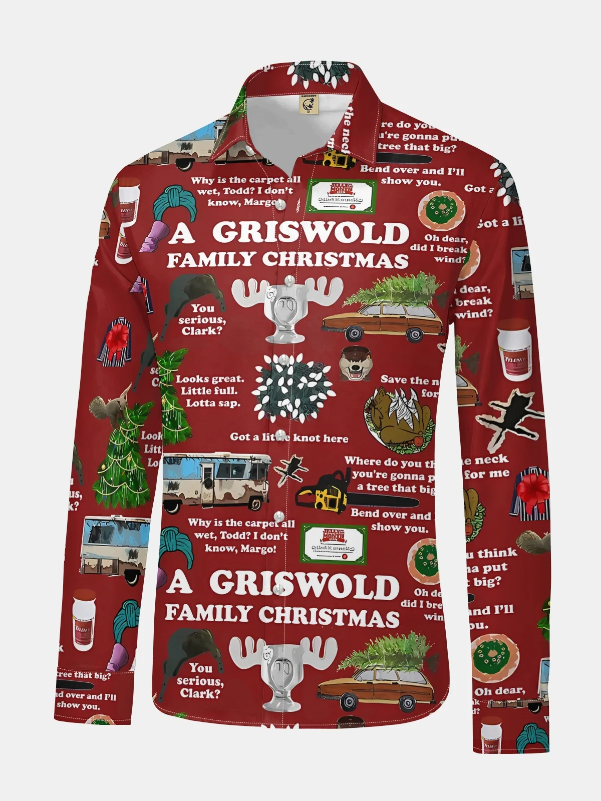 Christmas Griswold Long Sleeve Casual Dress Shirt