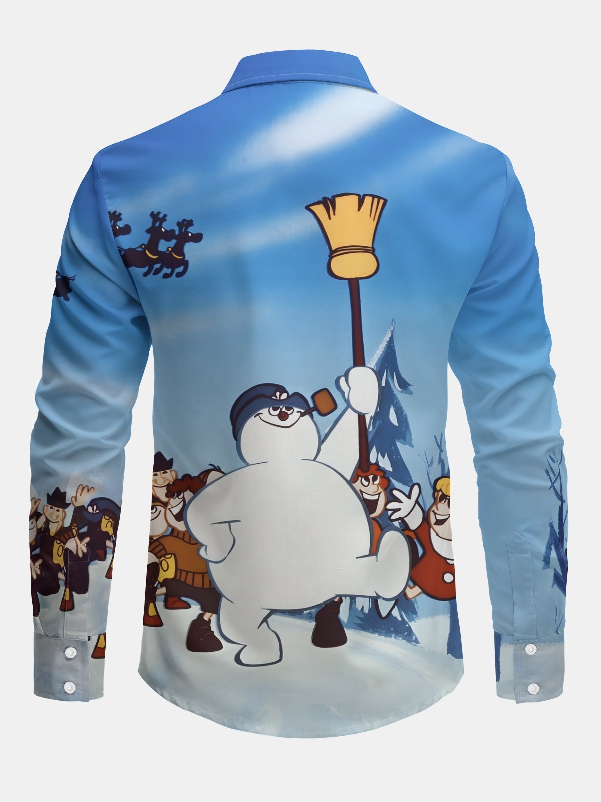 Christmas Snowman Long Sleeve Casual Dress Shirt