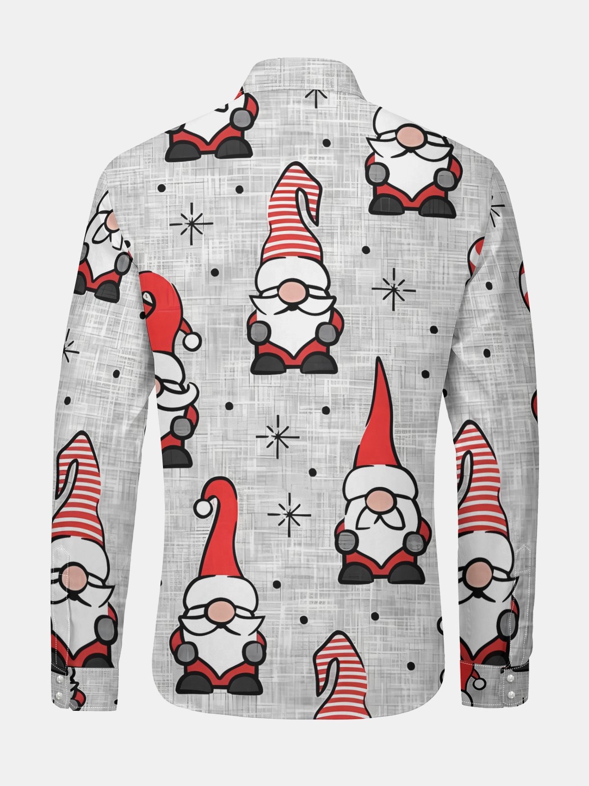 Christmas Gnomes Long Sleeve Casual Dress Shirt