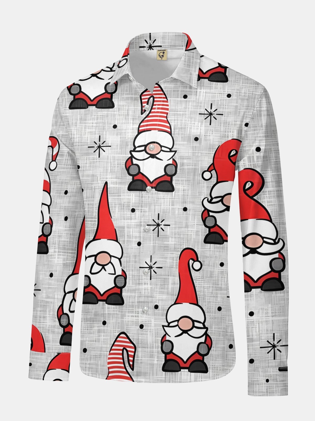 Christmas Gnomes Long Sleeve Casual Dress Shirt