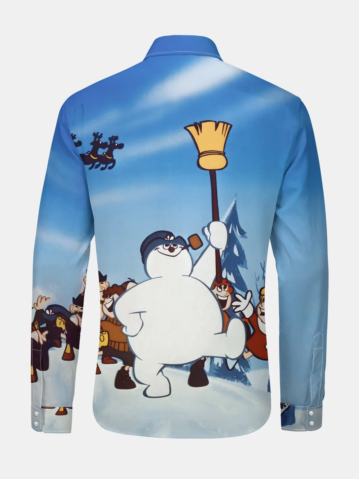 Christmas Snowman Long Sleeve Casual Dress Shirt