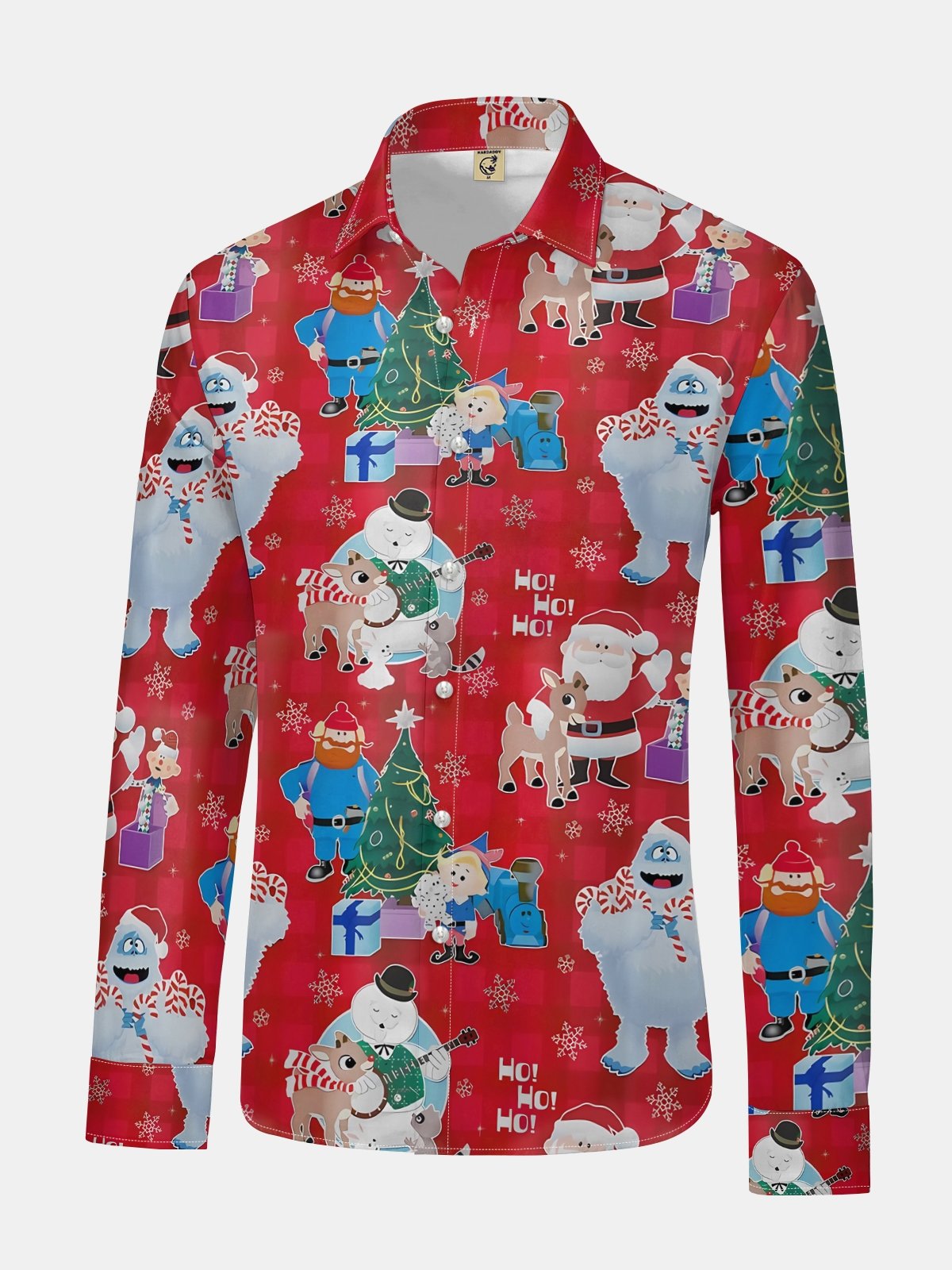 Christmas Cartoon Long Sleeve Casual Dress Shirt