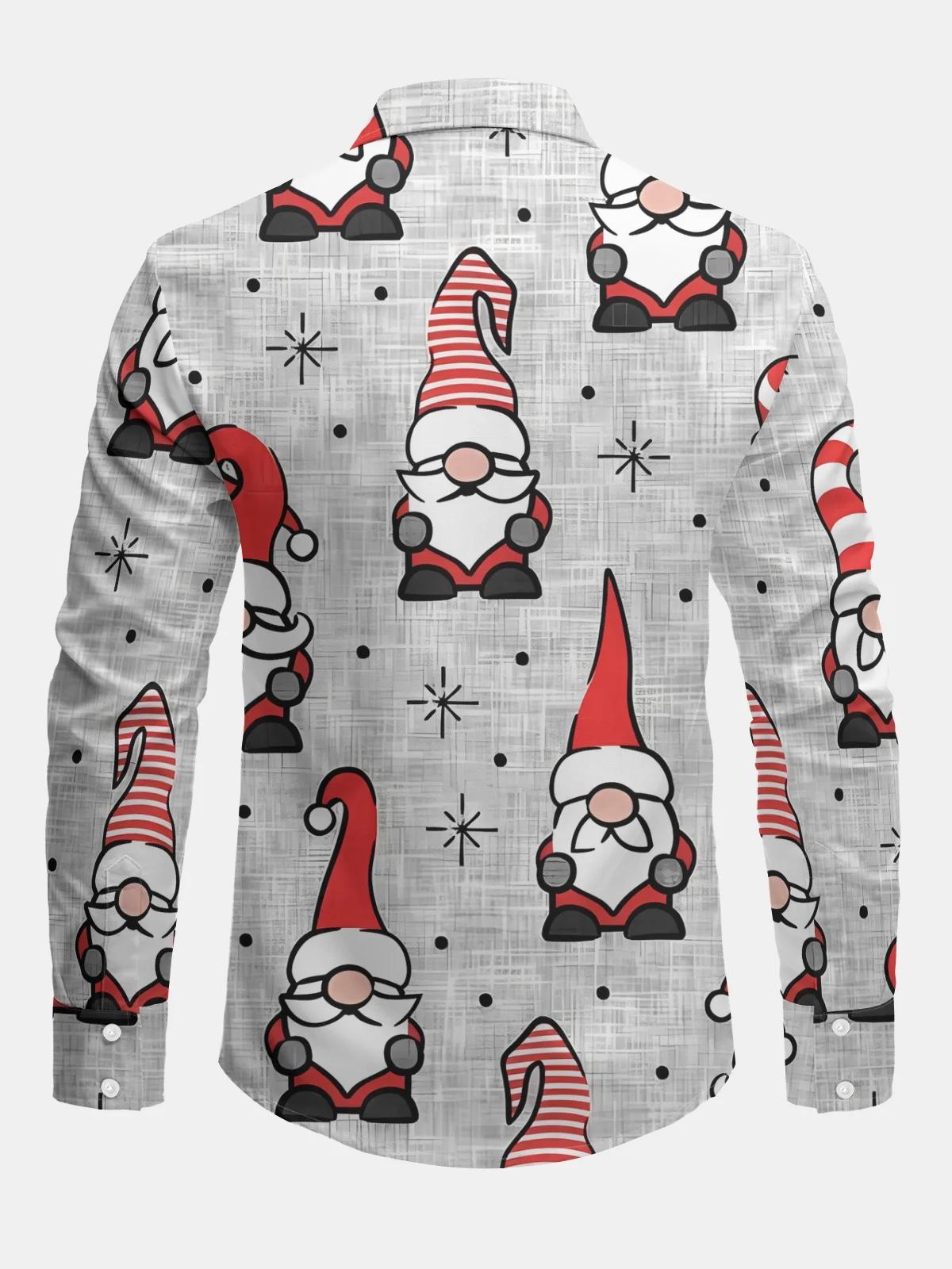 Christmas Gnomes Long Sleeve Casual Dress Shirt