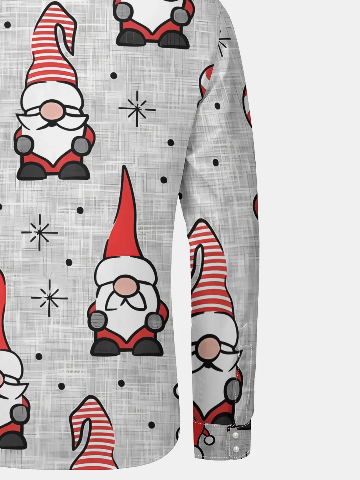 Christmas Gnomes Long Sleeve Casual Dress Shirt