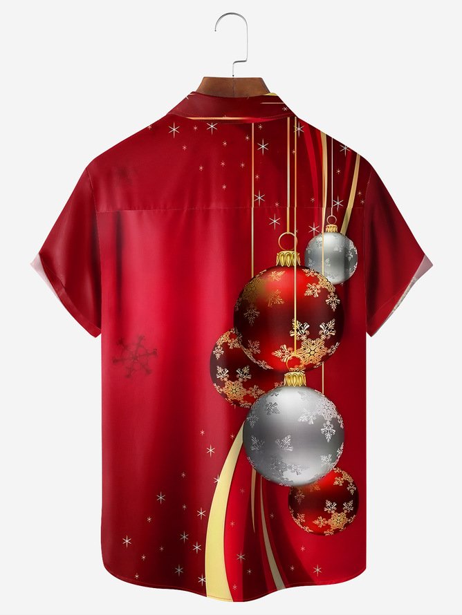 Tall Size Moisture-wicking Christmas Chest Pocket Casual Shirt