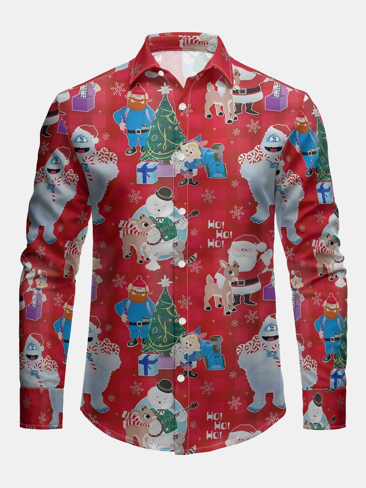 Christmas Cartoon Long Sleeve Casual Dress Shirt