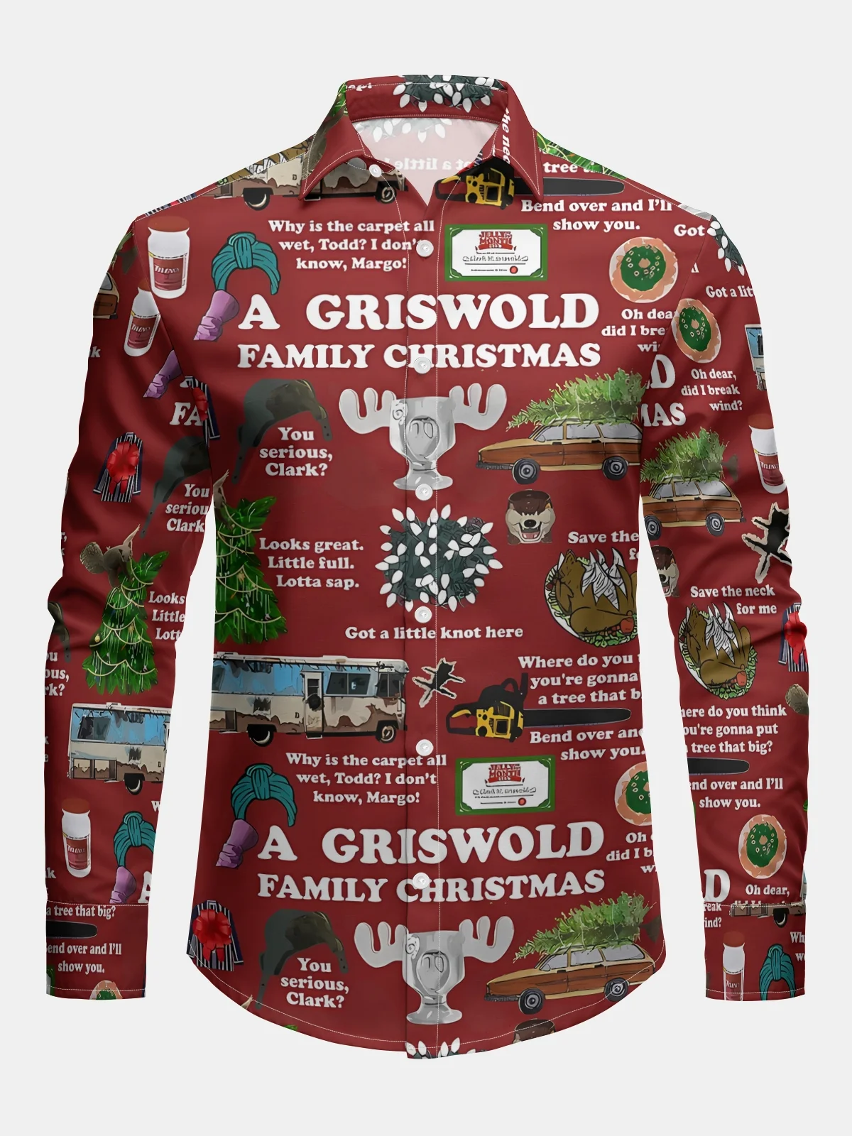 Christmas Griswold Long Sleeve Casual Dress Shirt