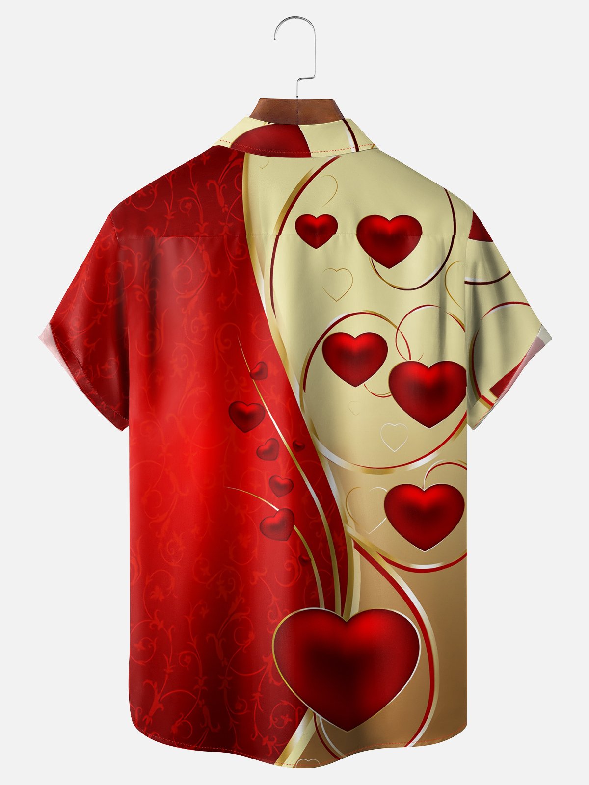 Hardaddy St Valentine‘s Day Heart Chest Pocket Short Sleeve Shirt