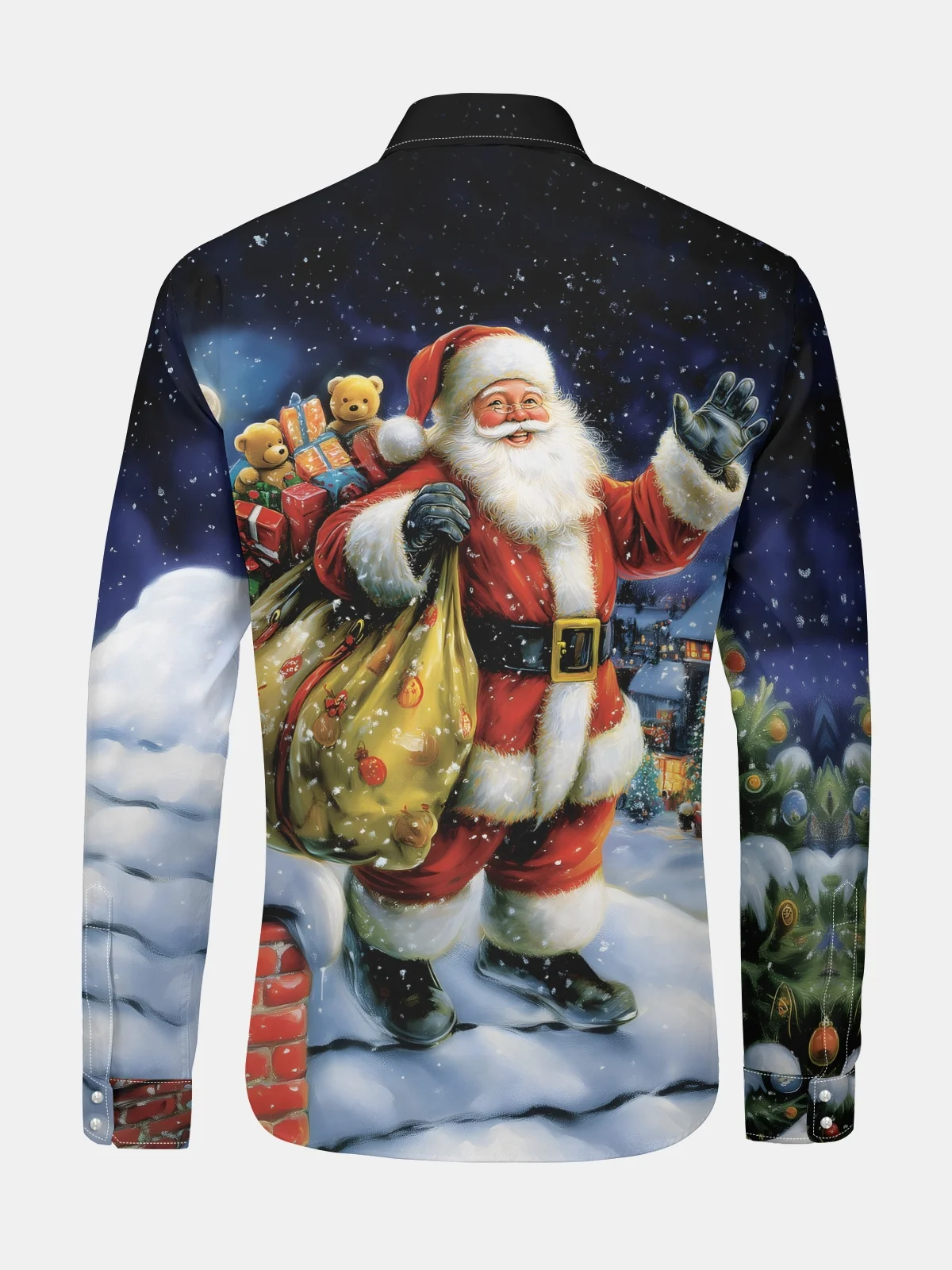 Christmas Santa Claus Long Sleeve Casual Dress Shirt