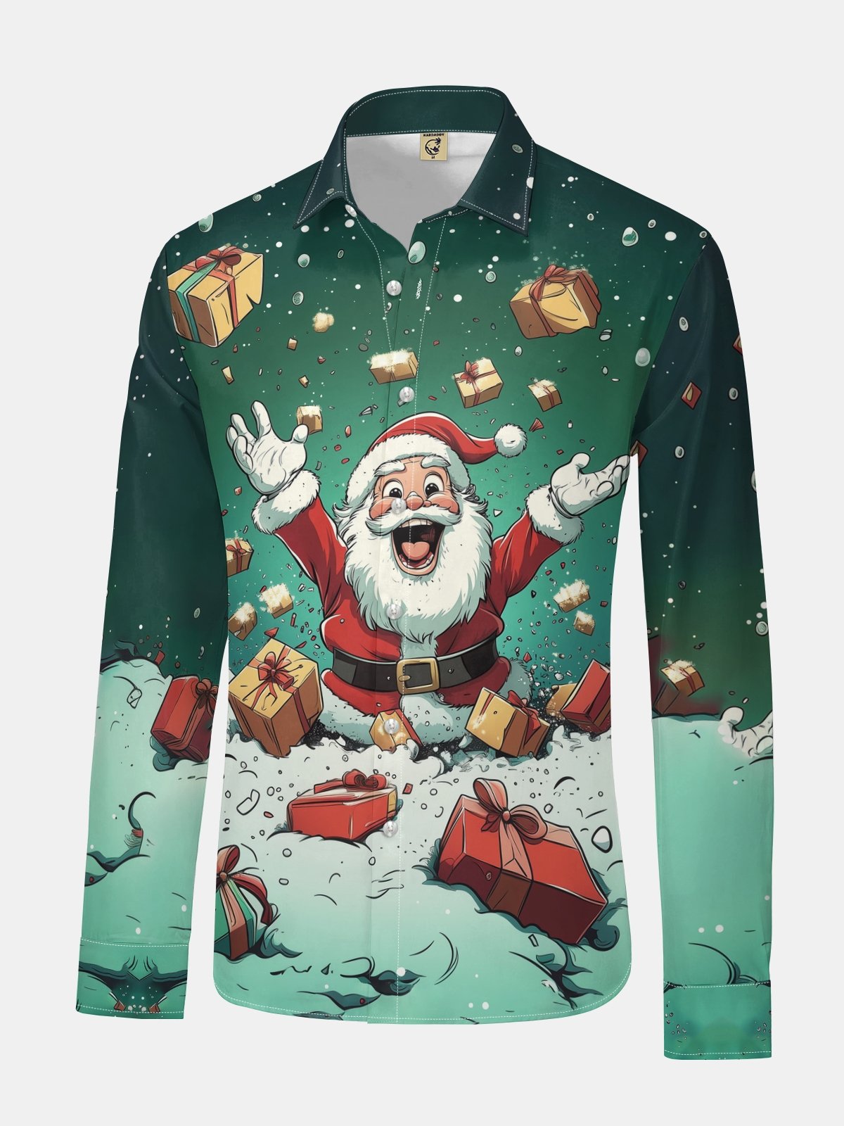 Christmas Santa Claus Long Sleeve Casual Dress Shirt