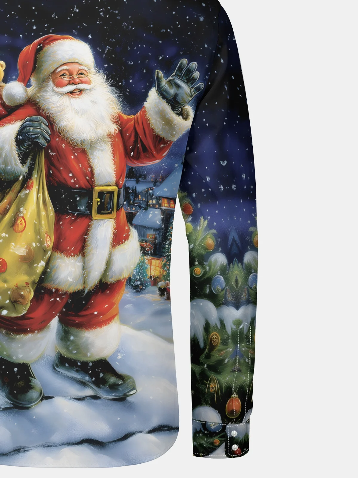 Christmas Santa Claus Long Sleeve Casual Dress Shirt