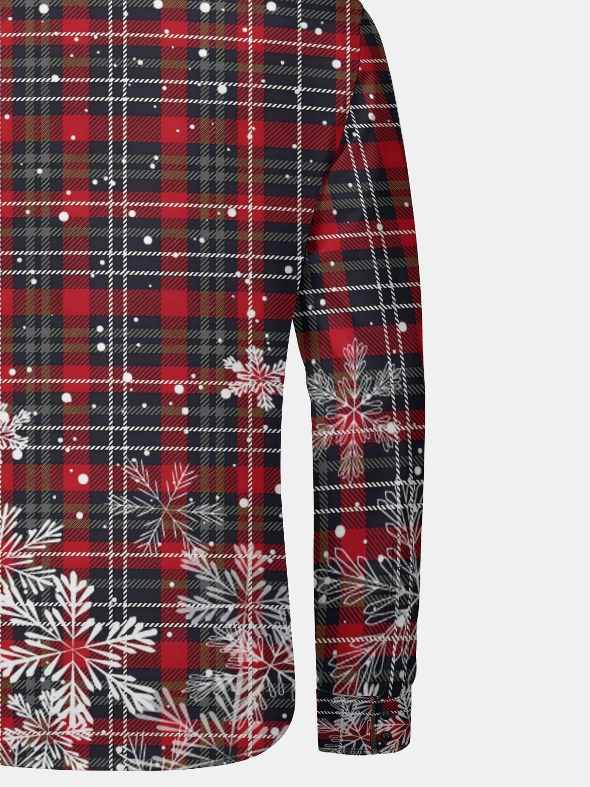 Christmas Plaid Snowflower Long Sleeve Casual Dress Shirt