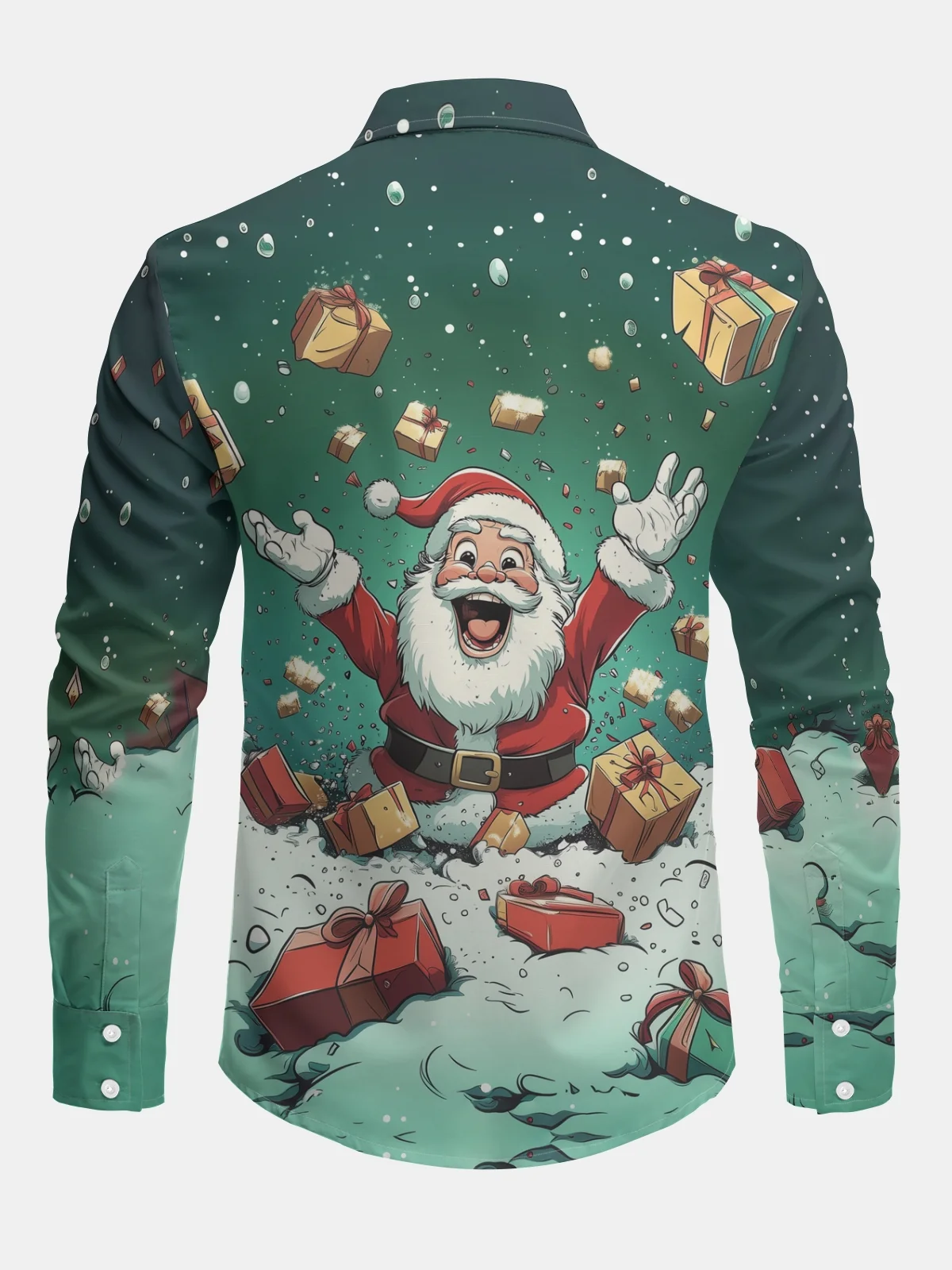 Christmas Santa Claus Long Sleeve Casual Dress Shirt