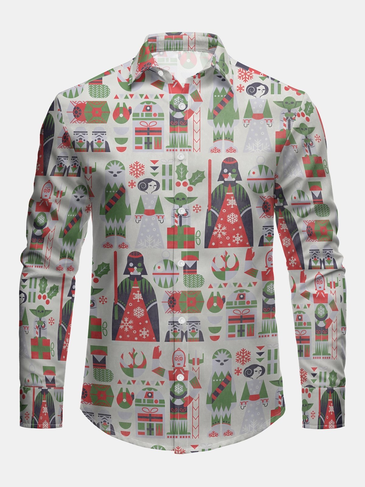 Christmas Santa Claus Long Sleeve Casual Dress Shirt