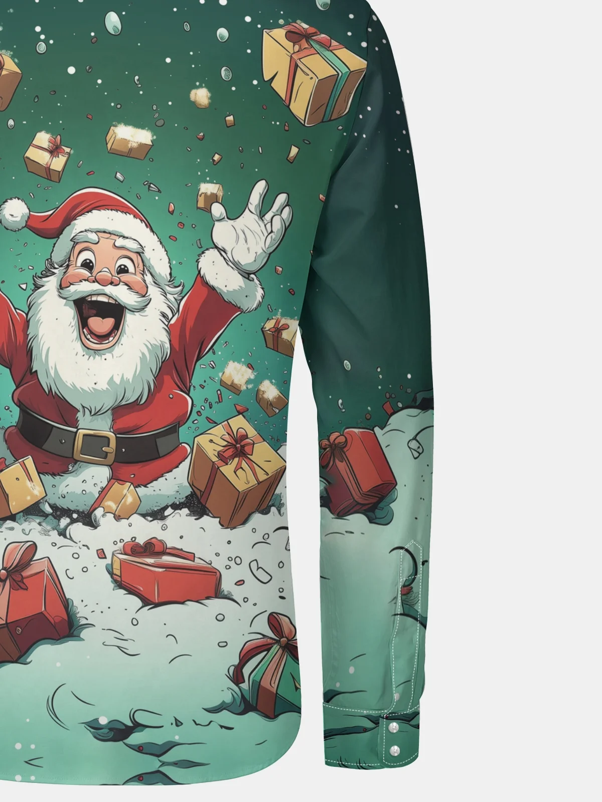 Christmas Santa Claus Long Sleeve Casual Dress Shirt