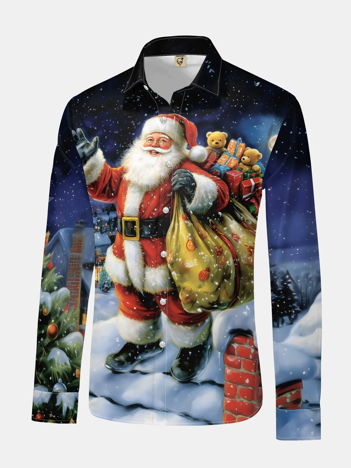 Christmas Santa Claus Long Sleeve Casual Dress Shirt