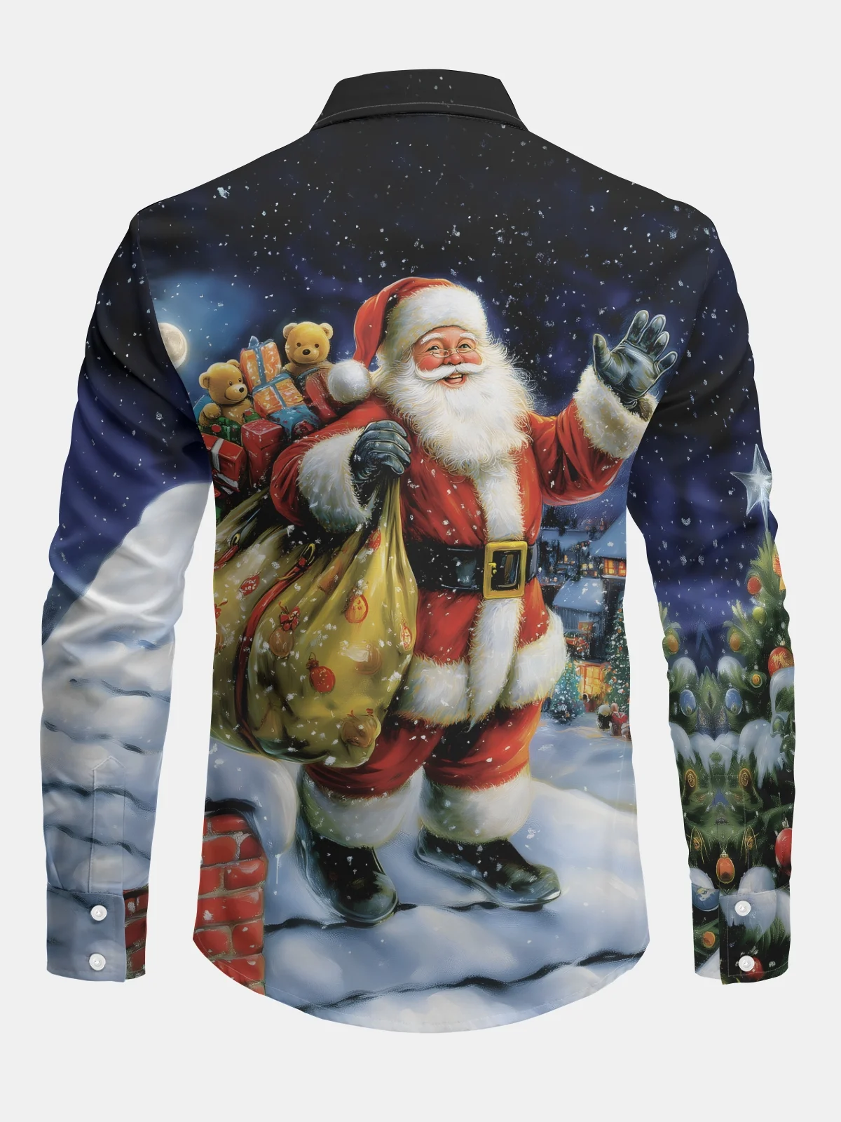 Christmas Santa Claus Long Sleeve Casual Dress Shirt