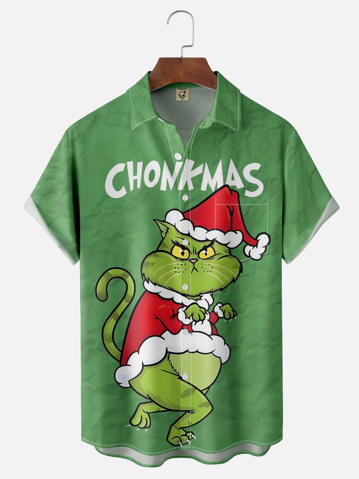 Moisture-wicking Christmas CHONKMAS Chest Pocket Hawaiian Shirt