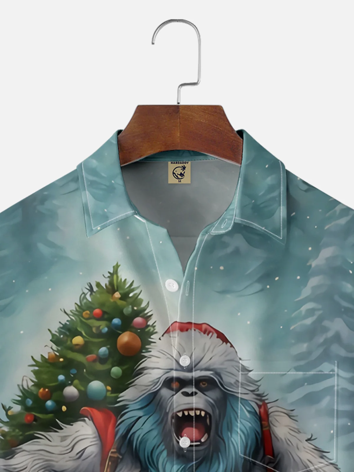 Moisture wicking Christmas Bigfoot Yeti Chest Pocket Casual Shirt