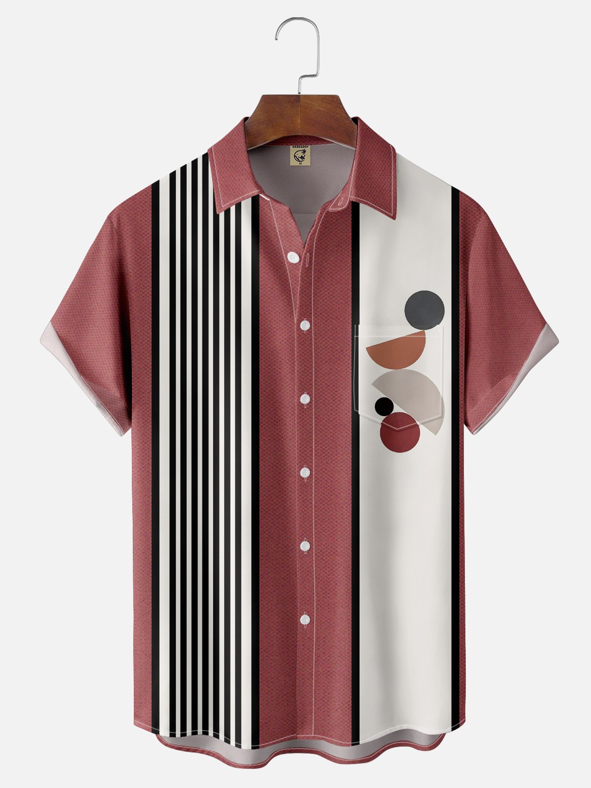 Moisture-wicking Art Composition Chest Pocket Bowling Shirt