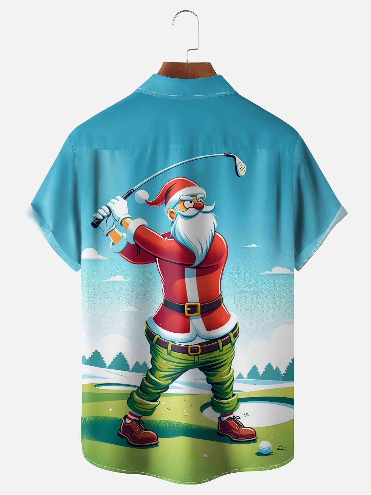 Moisture Wicking Christmas Golf Chest Pocket Casual Shirt