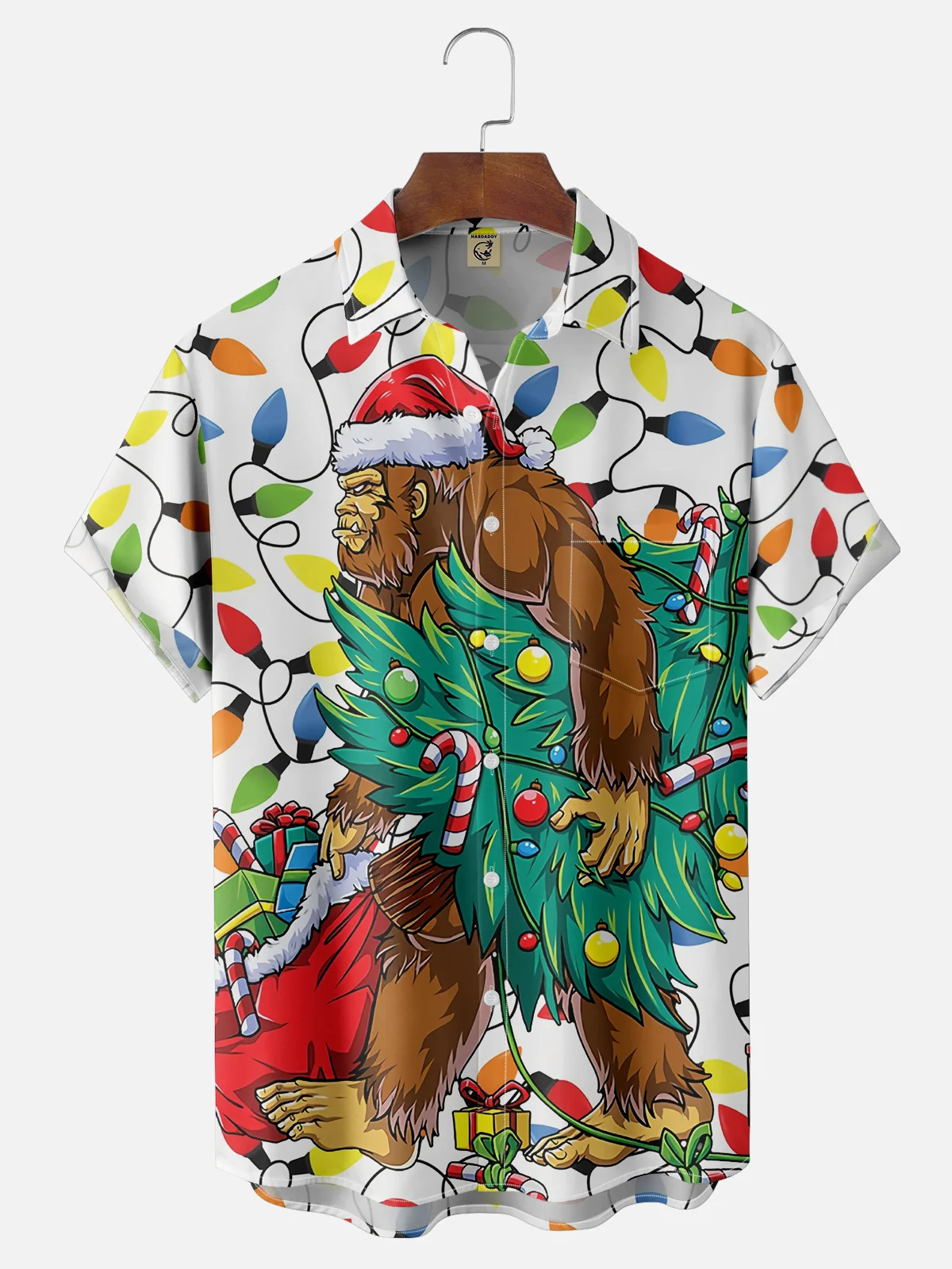 Moisture Wicking Christmas Bigfoot Chest Pocket Casual Shirt