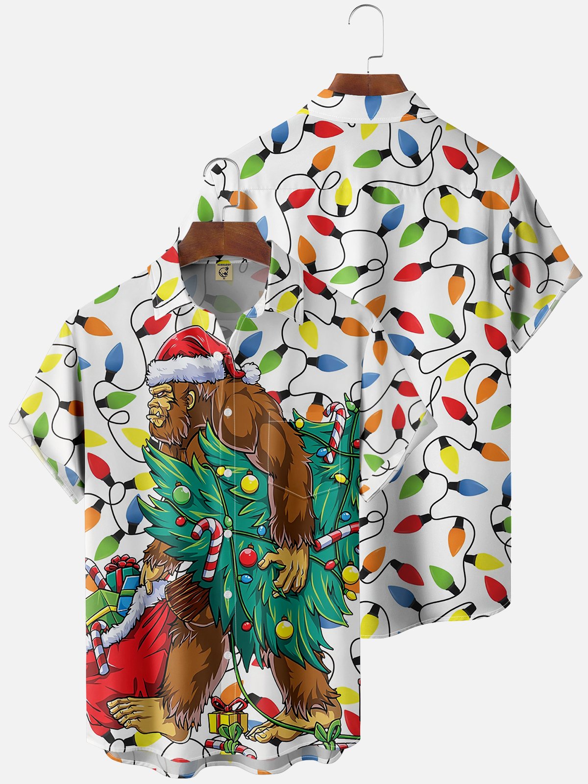 Moisture Wicking Christmas Bigfoot Chest Pocket Casual Shirt