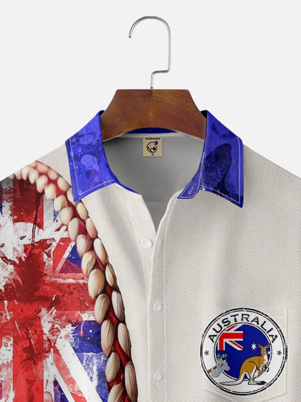 Moisture-wicking Australia Day Flag Kangaroo Chest Pocket Hawaiian Shirt