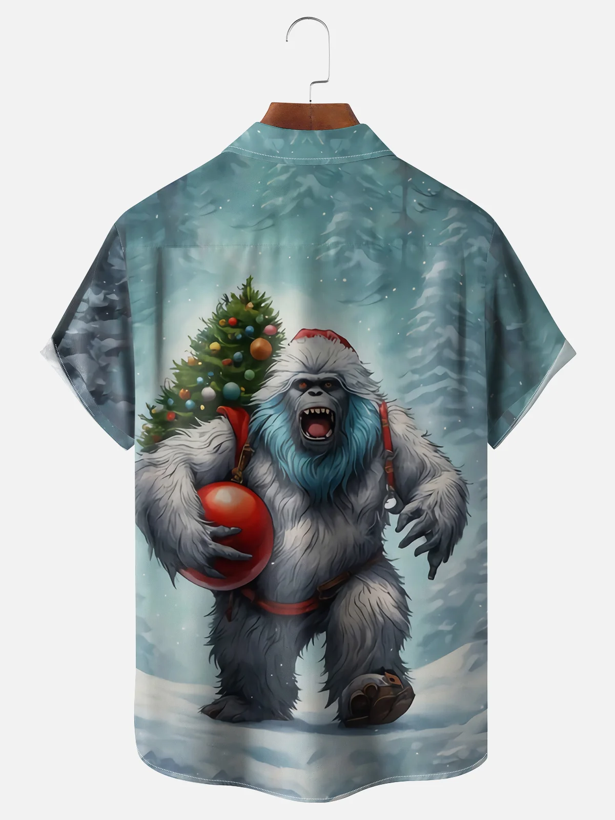 Moisture wicking Christmas Bigfoot Yeti Chest Pocket Casual Shirt