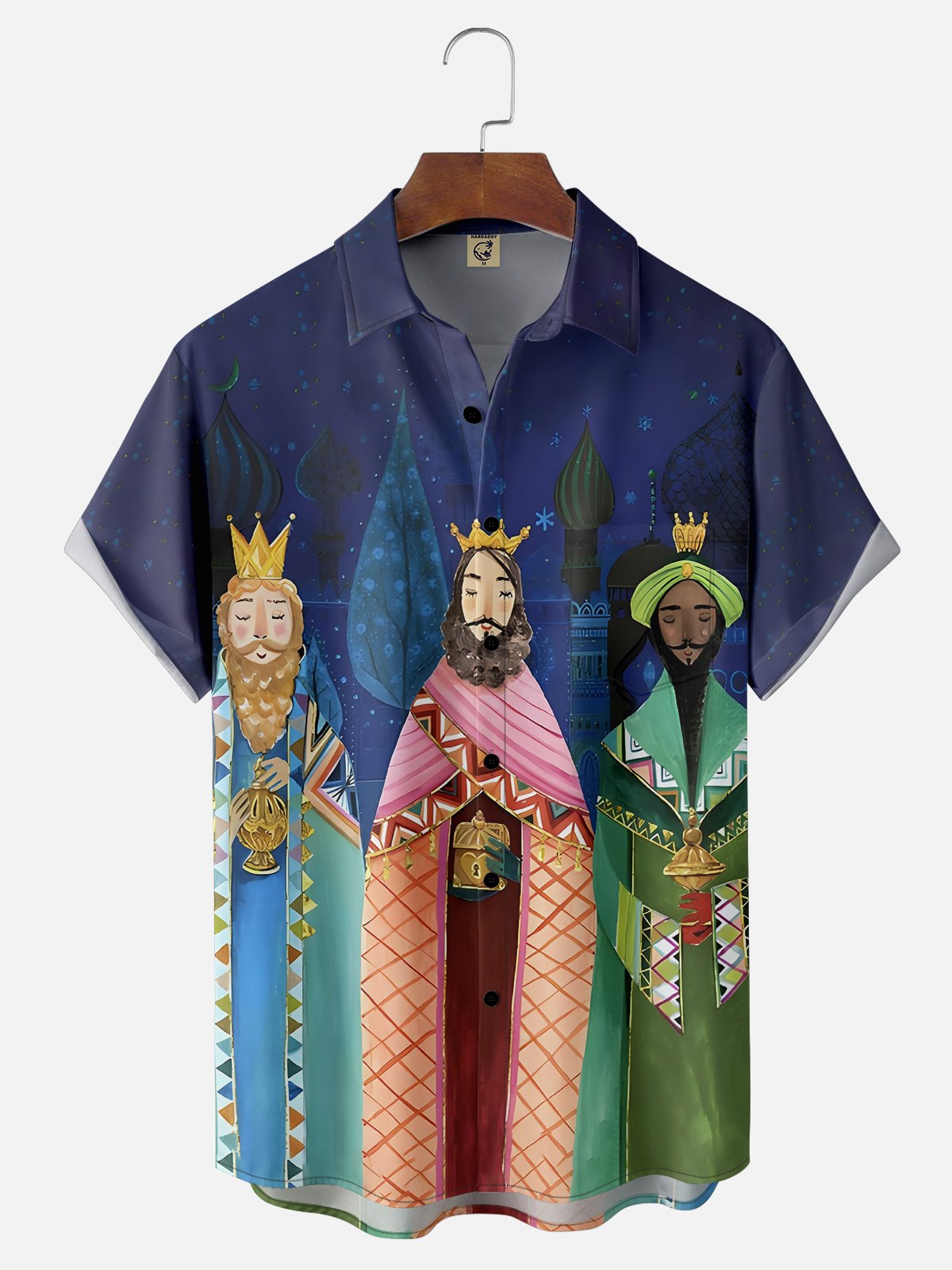 Moisture-wicking Three Kings Day Art Painting Chest Pocket Hawaiian Shirt