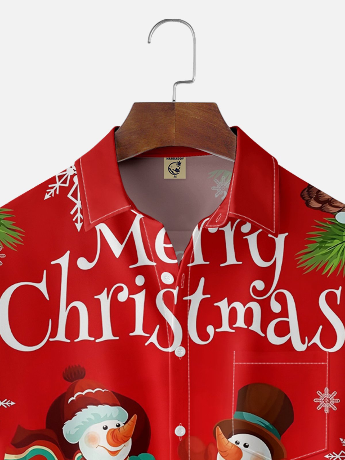 Moisture Wicking Christmas Snowman Chest Pocket Casual Shirt