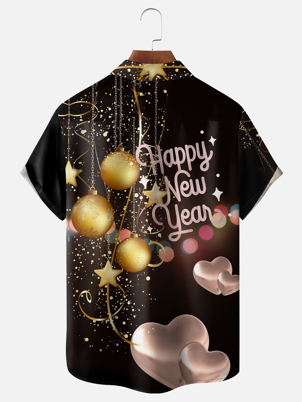 Moisture-wicking Happy New Year Chest Pocket Casual Shirt