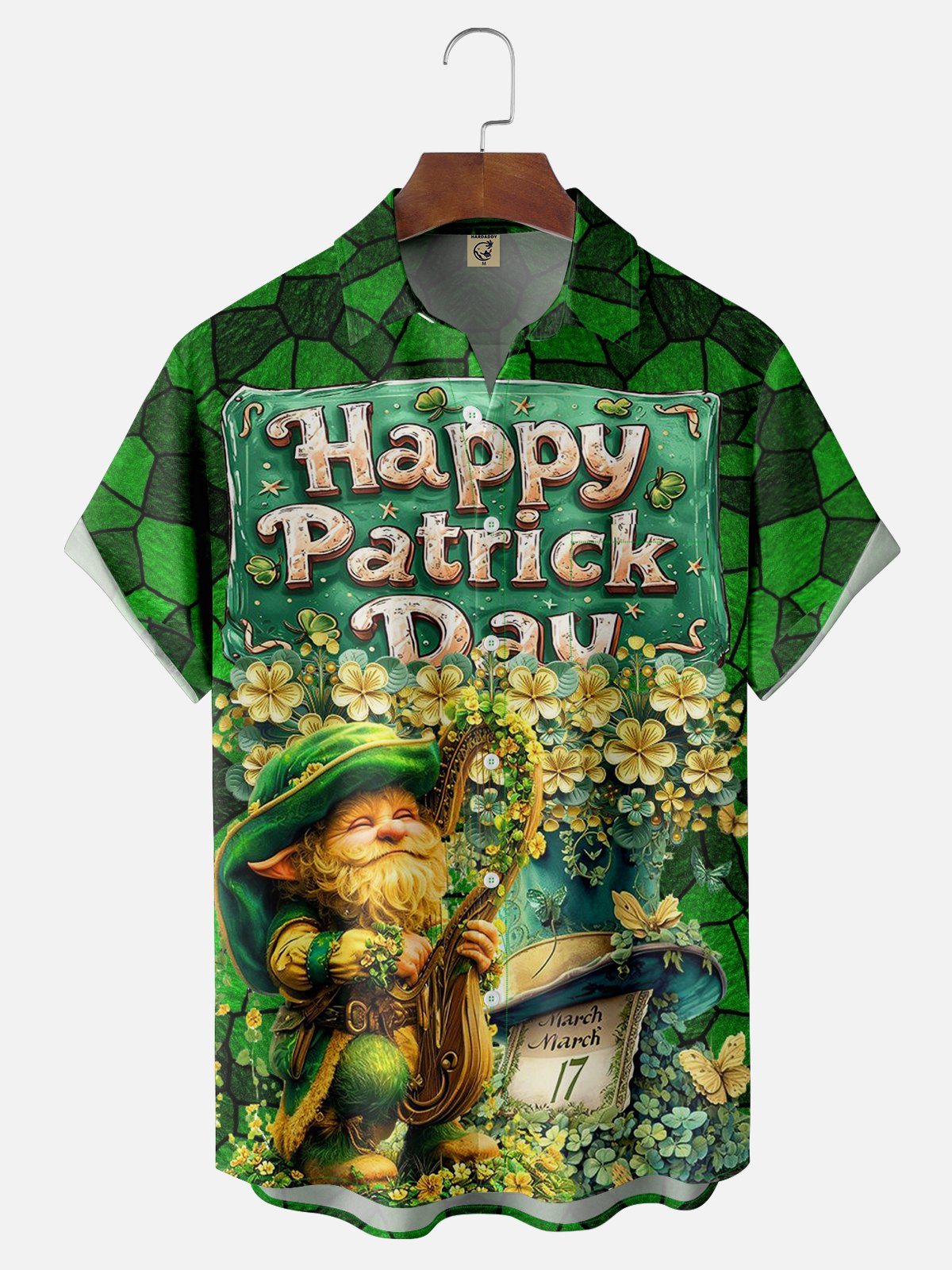 Moisture-wicking St. Patrick's Day Gnome Chest Pocket Casual Shirt