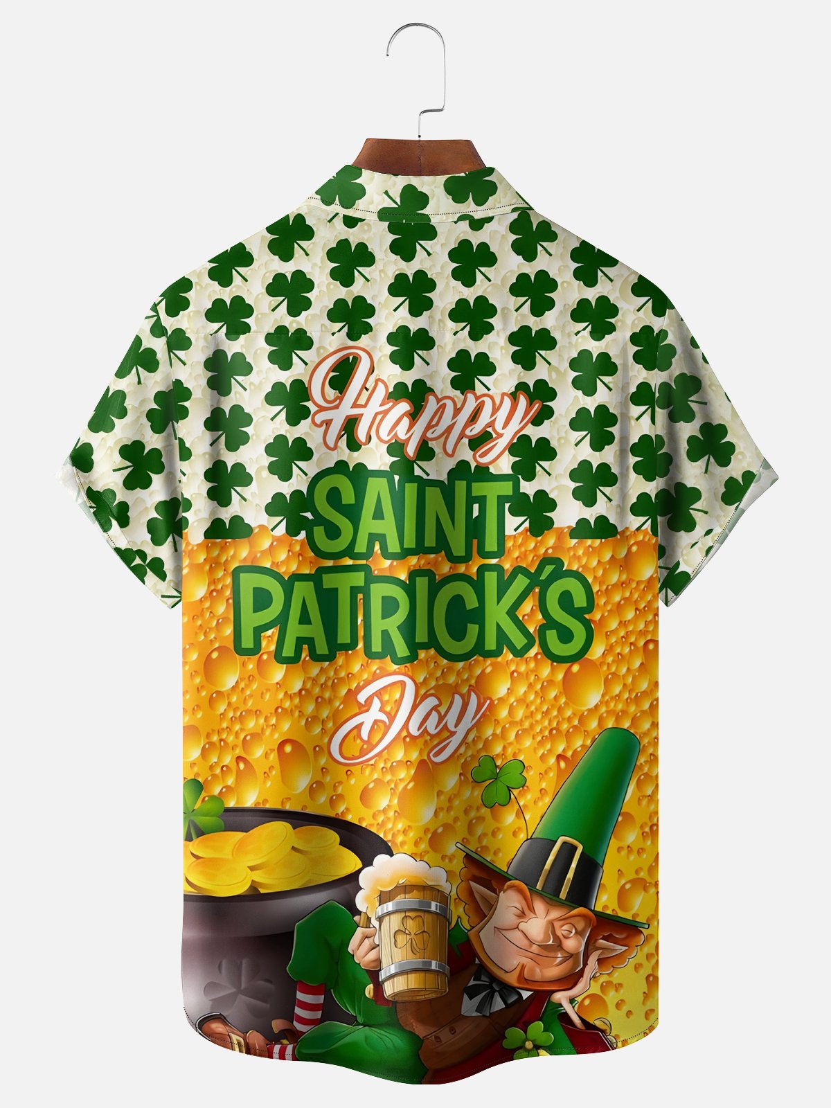 Moisture-wicking St. Patrick's Day Gnome Chest Pocket Casual Shirt