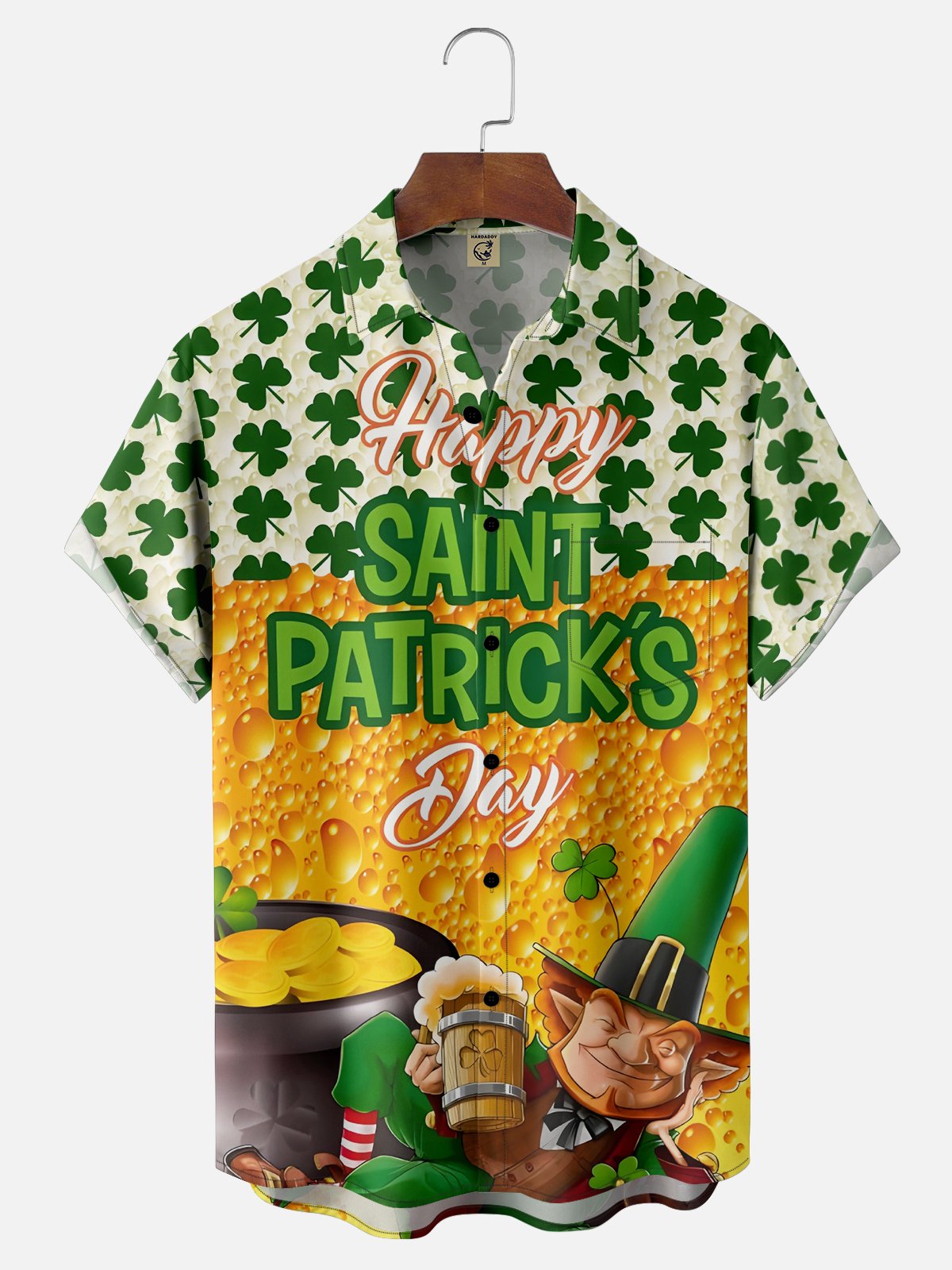 Moisture-wicking St. Patrick's Day Gnome Chest Pocket Casual Shirt