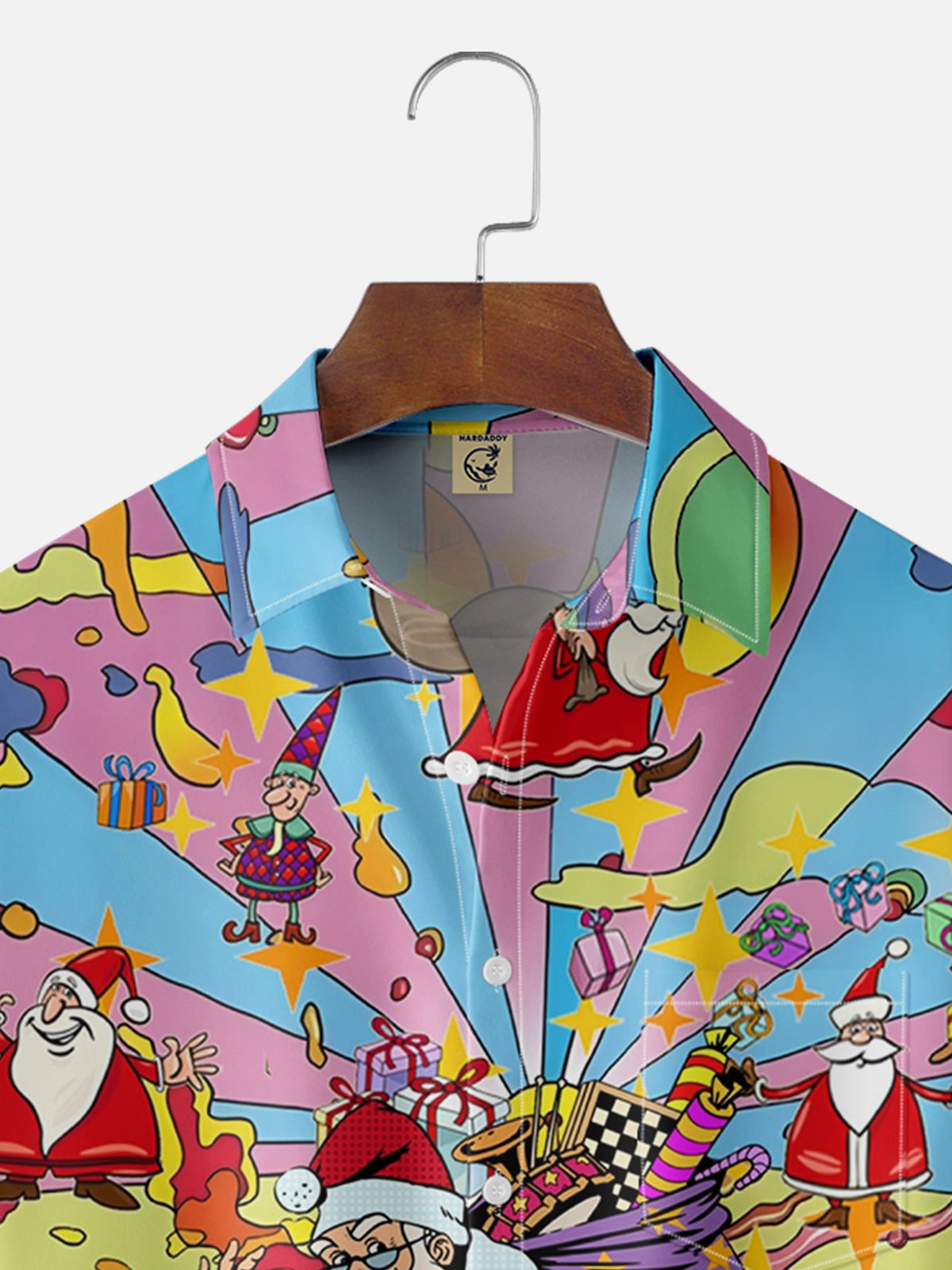 Moisture-wicking Christmas Santa Claus Chest Pocket Casual Shirt