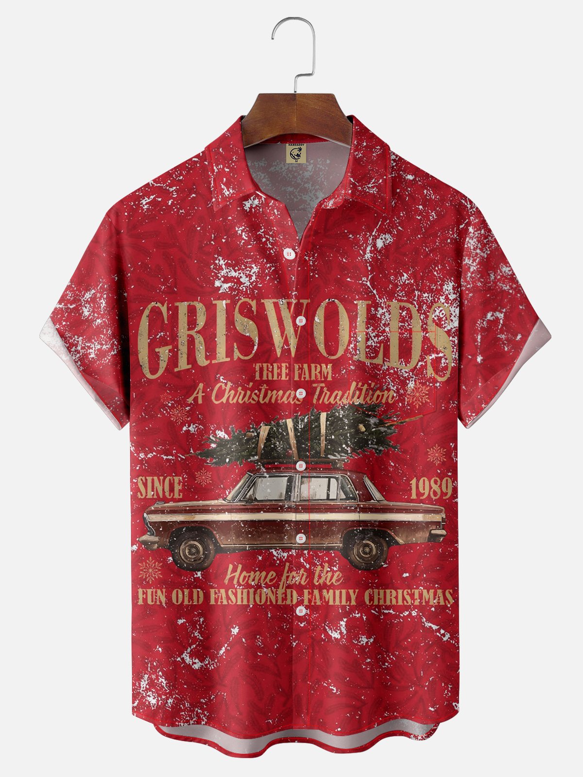 Moisture-wicking Christmas Tree Car Chest Pocket Casual Shirt