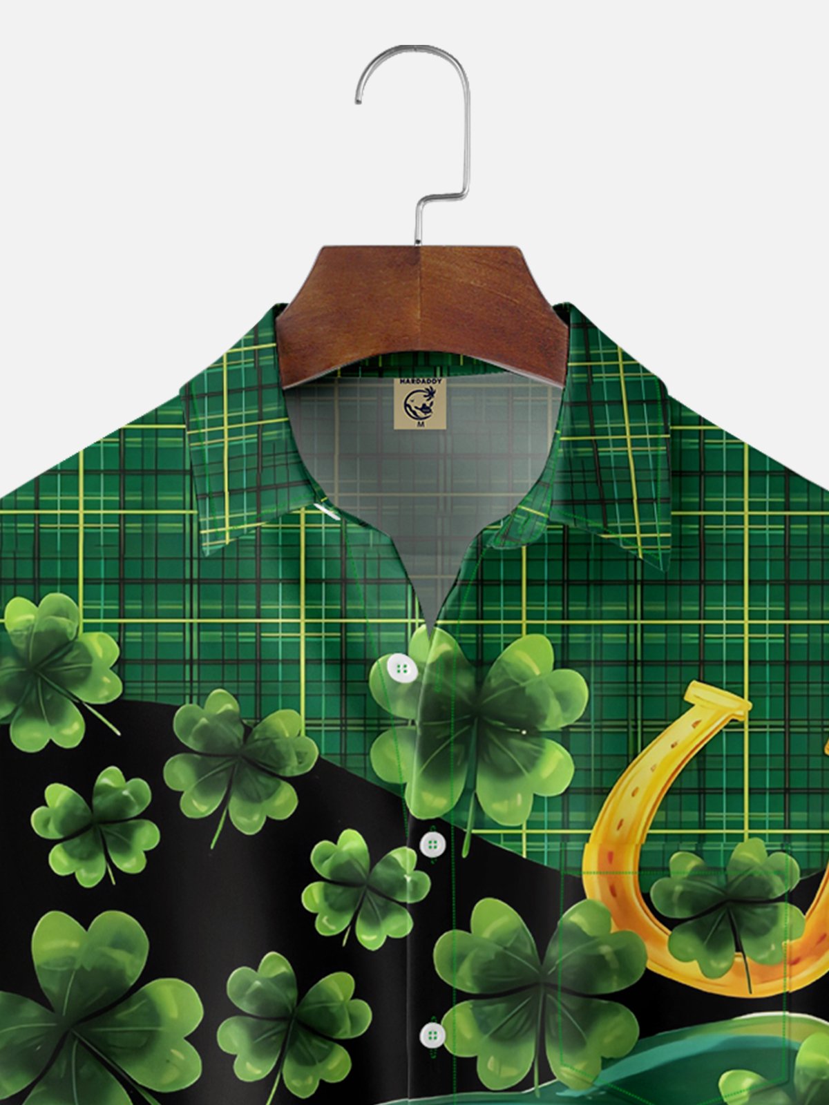 Moisture-wicking St. Patrick's Day Four-Leaf Clover Chest Pocket Casual Shirt