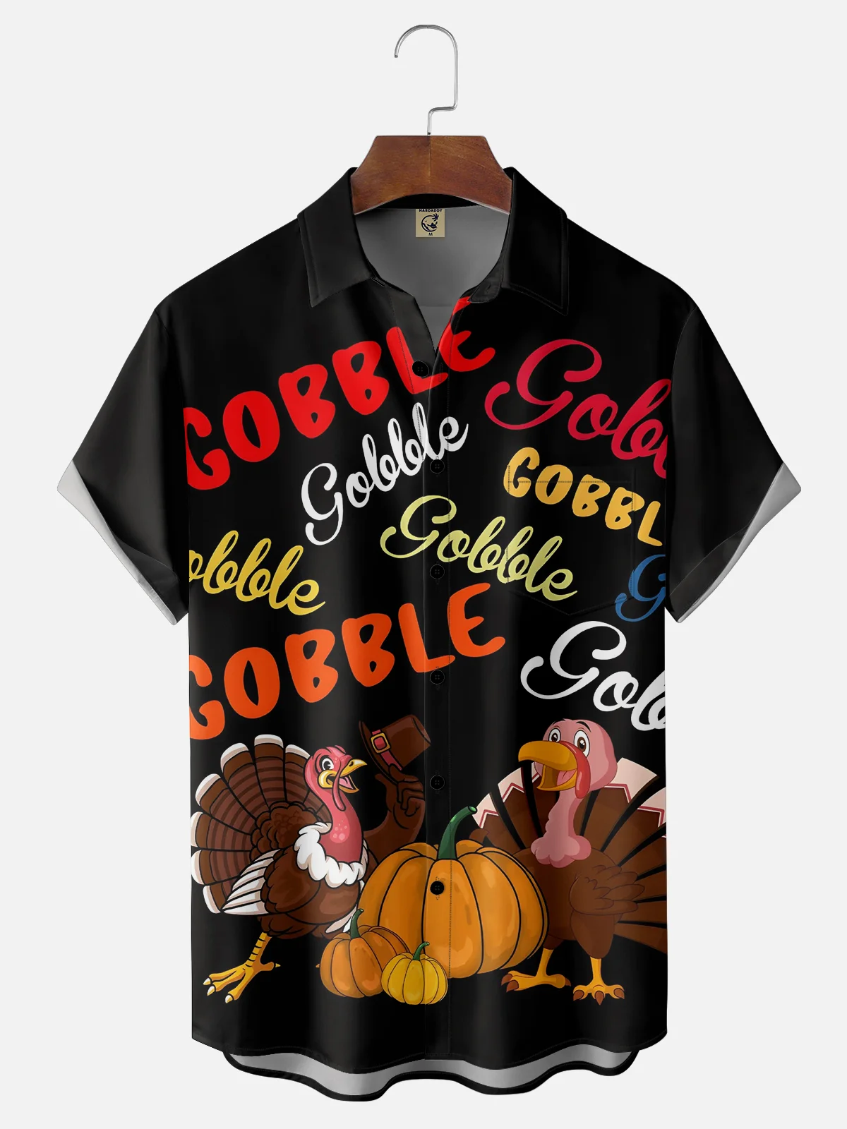 Moisture Wicking Thanksgiving Gobble Gobble Chest Pocket Casual Shirt