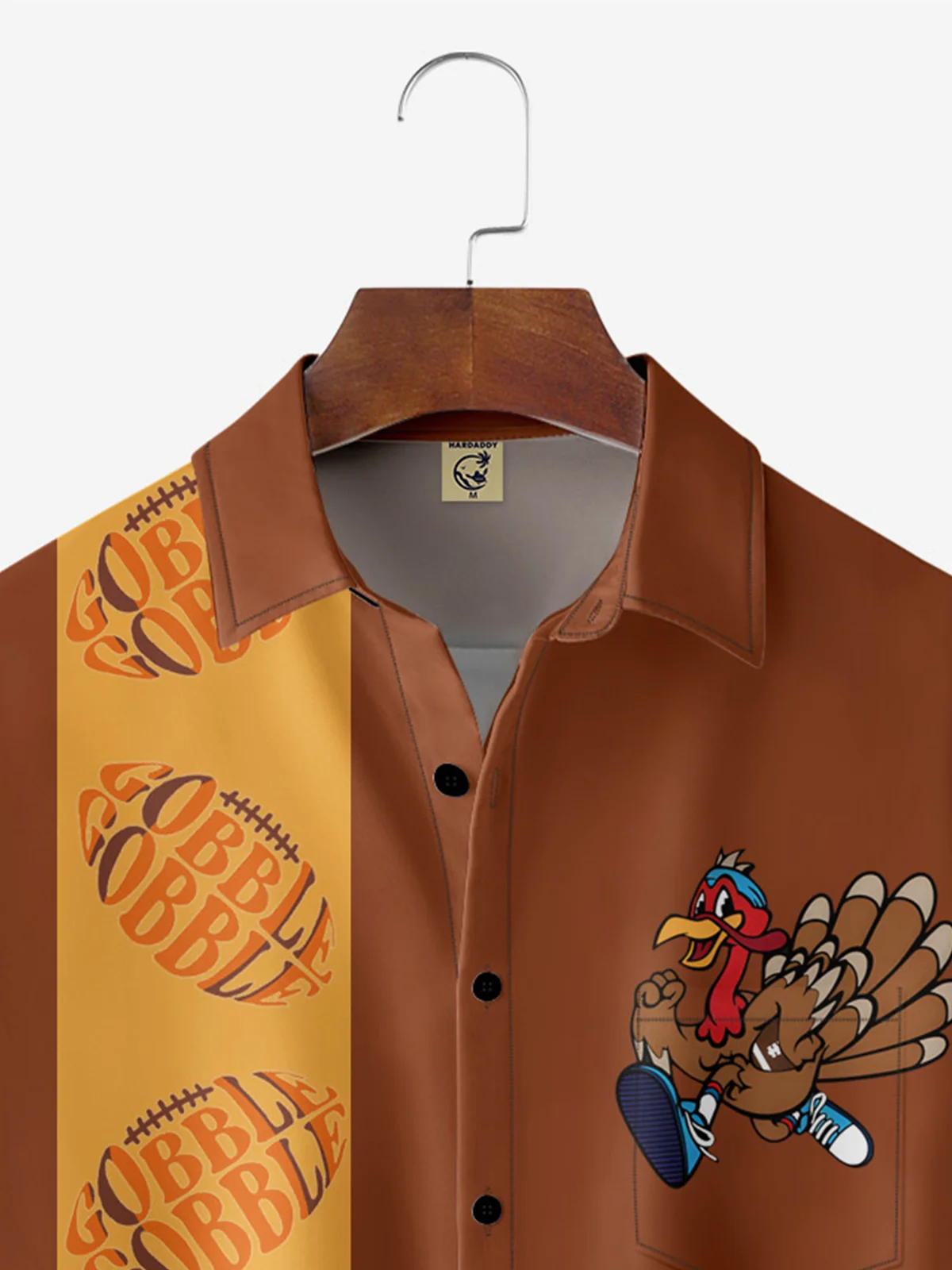 Moisture-wicking Thanksgiving Day Gobble Chest Pocket Bowling Shirt