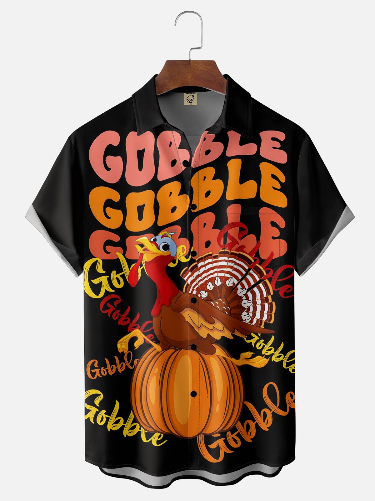 Moisture Wicking Thanksgiving Gobble Gobble Chest Pocket Casual Shirt