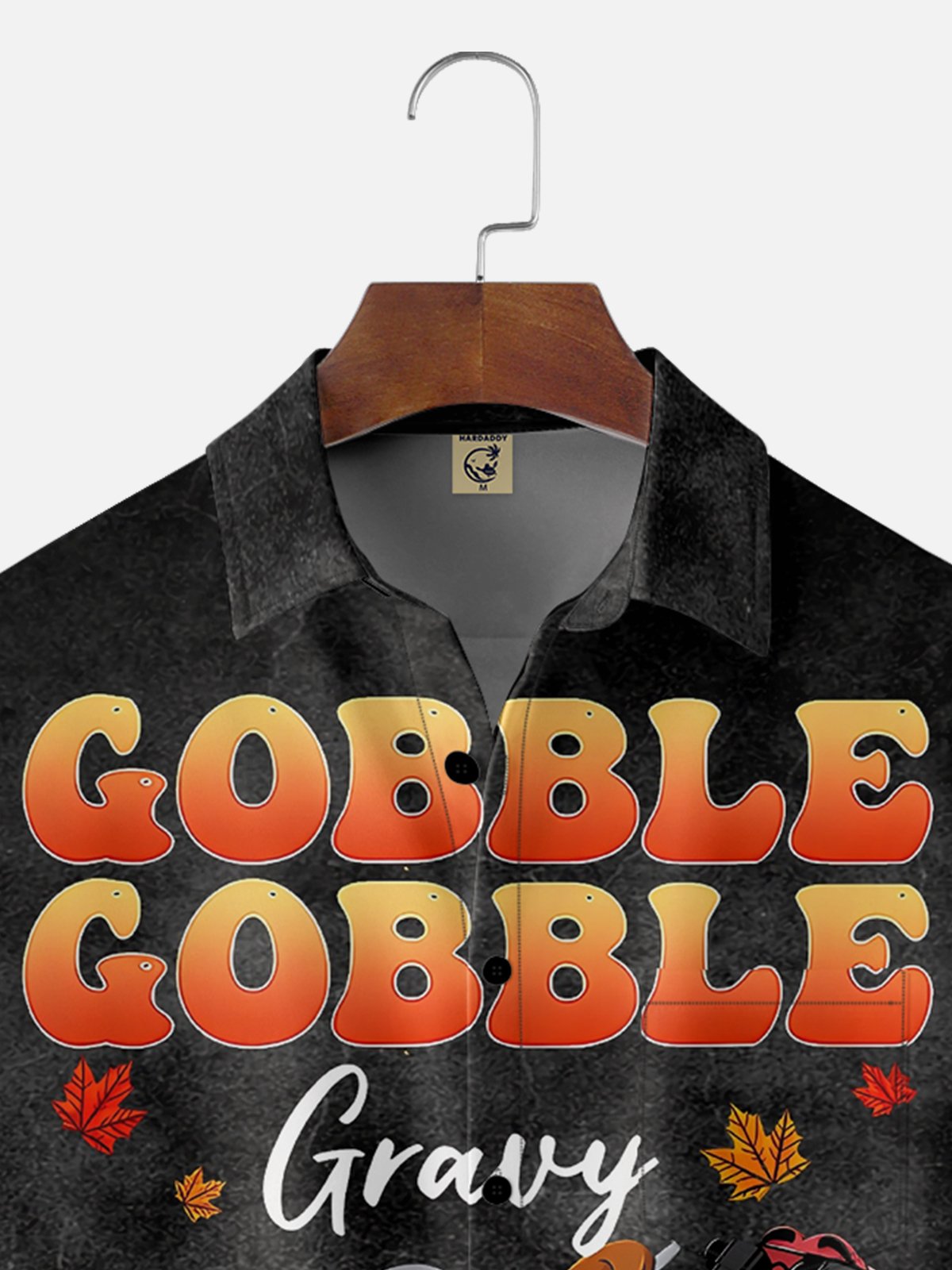 Moisture-wicking Thanksgiving Turkey GOBBLE GOBBLE  Chest Pocket Hawaiian Shirt