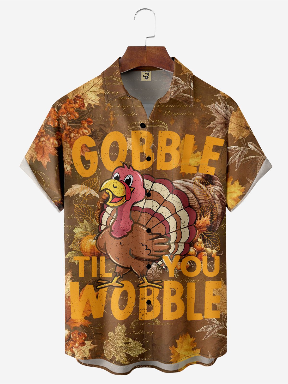 Moisture-wicking Thanksgiving Day Gobble Til You Wobble Chest Pocket Casual Shirt